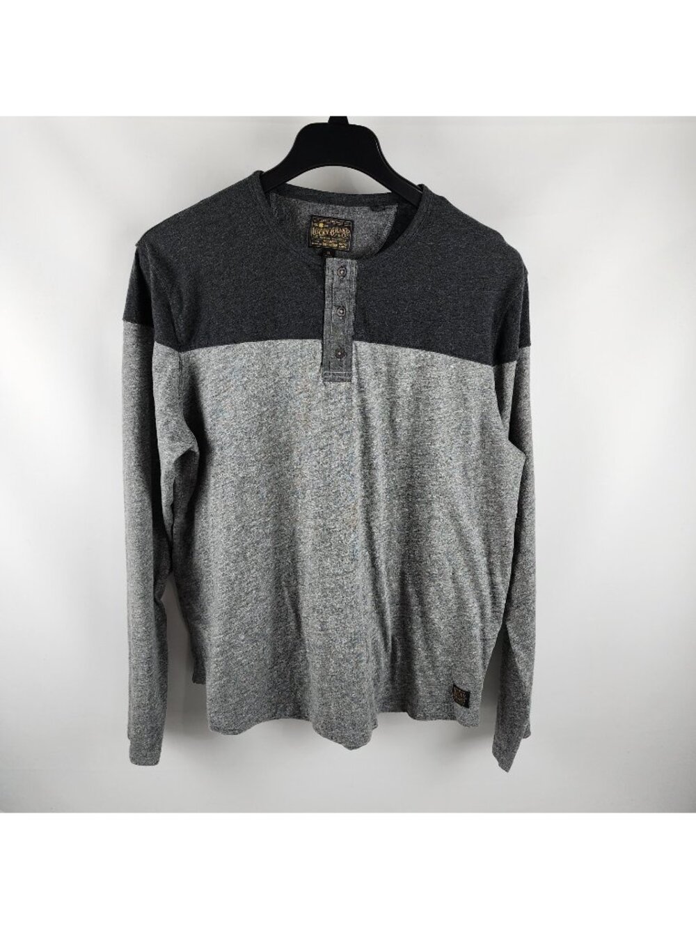 Lucky Brand Pullover Mens XL Gray Henley L/S Shirt